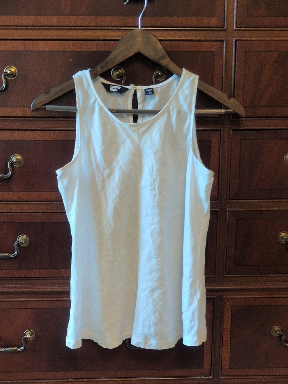 White 100% Linen Tank Top - Women's Lands End Xs